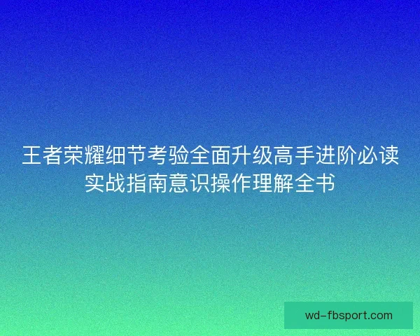 王者荣耀细节考验全面升级高手进阶必读实战指南意识操作理解全书 王者荣耀细节考验全面升级高手进阶必读实战指南意识操作理解全书