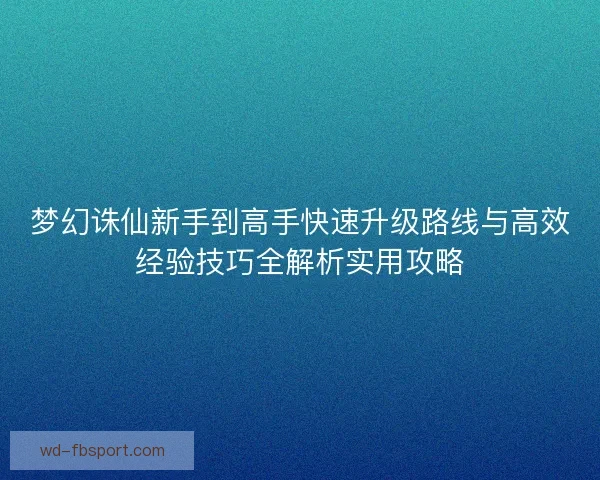 梦幻诛仙新手到高手快速升级路线与高效经验技巧全解析实用攻略